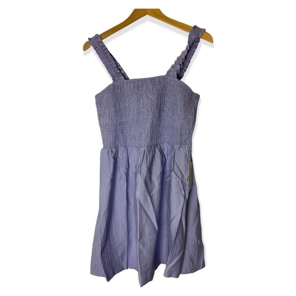 NSR Julia Sleeveless Smocked Ruffle Mini Dress Lavender Purple Size Medium - Picture 5 of 5